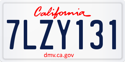 CA license plate 7LZY131