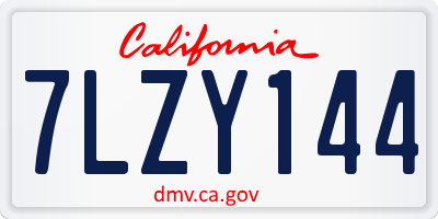 CA license plate 7LZY144