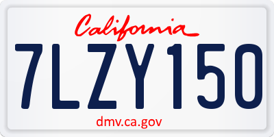 CA license plate 7LZY150