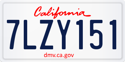CA license plate 7LZY151