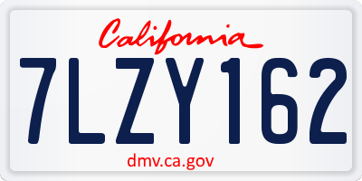 CA license plate 7LZY162