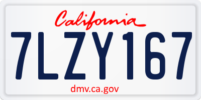 CA license plate 7LZY167
