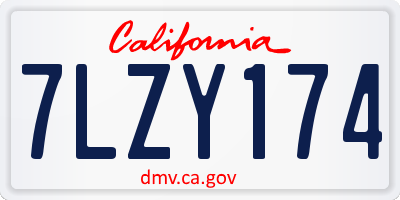 CA license plate 7LZY174