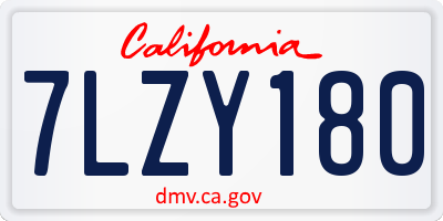 CA license plate 7LZY180