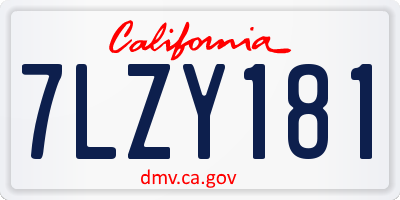 CA license plate 7LZY181