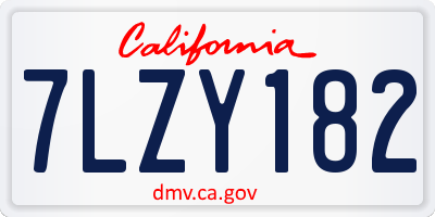 CA license plate 7LZY182
