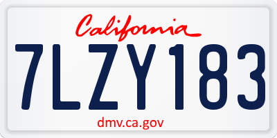 CA license plate 7LZY183