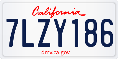 CA license plate 7LZY186