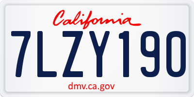 CA license plate 7LZY190