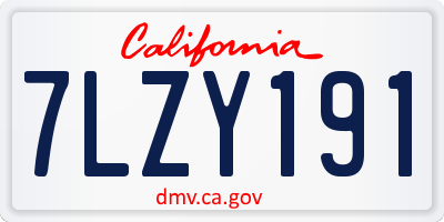 CA license plate 7LZY191