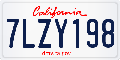 CA license plate 7LZY198