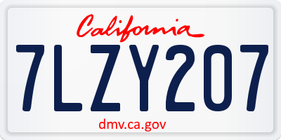 CA license plate 7LZY207