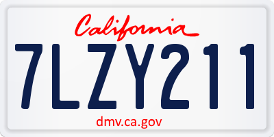CA license plate 7LZY211