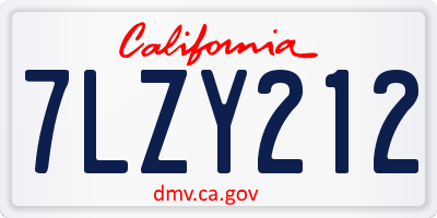 CA license plate 7LZY212
