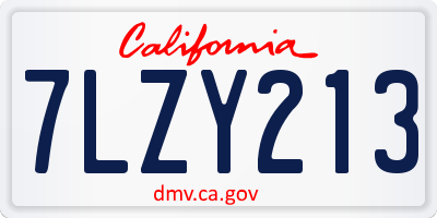 CA license plate 7LZY213
