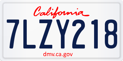 CA license plate 7LZY218