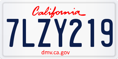 CA license plate 7LZY219