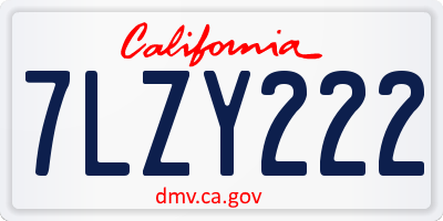 CA license plate 7LZY222