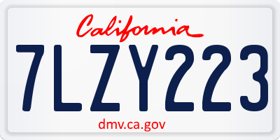 CA license plate 7LZY223