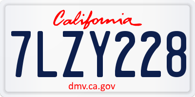 CA license plate 7LZY228