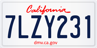 CA license plate 7LZY231