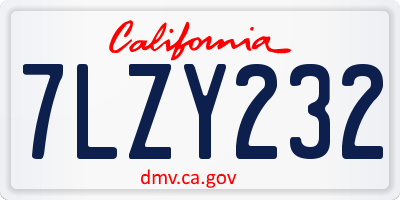 CA license plate 7LZY232