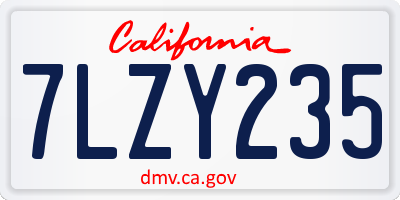 CA license plate 7LZY235