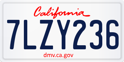 CA license plate 7LZY236
