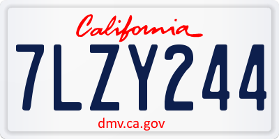 CA license plate 7LZY244