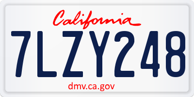 CA license plate 7LZY248