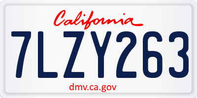 CA license plate 7LZY263