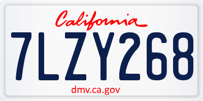 CA license plate 7LZY268