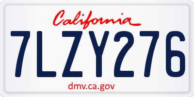 CA license plate 7LZY276