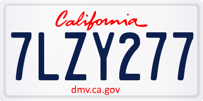 CA license plate 7LZY277