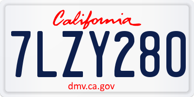 CA license plate 7LZY280