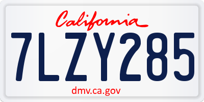 CA license plate 7LZY285