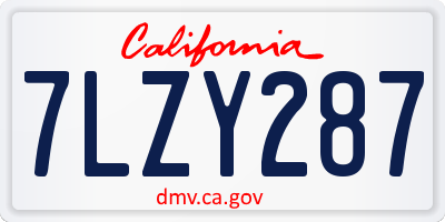 CA license plate 7LZY287