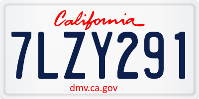 CA license plate 7LZY291
