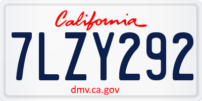 CA license plate 7LZY292