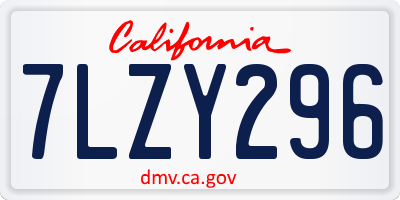 CA license plate 7LZY296