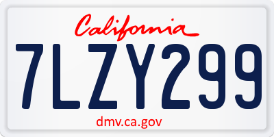 CA license plate 7LZY299