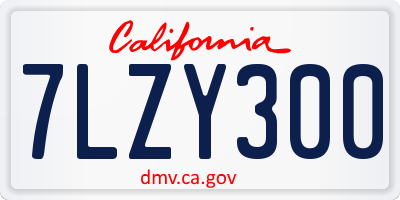 CA license plate 7LZY300