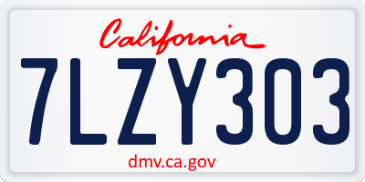 CA license plate 7LZY303