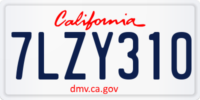 CA license plate 7LZY310