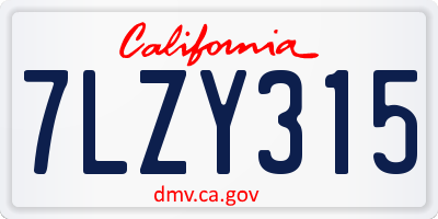 CA license plate 7LZY315
