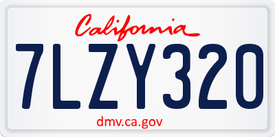 CA license plate 7LZY320