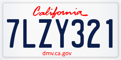 CA license plate 7LZY321