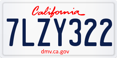 CA license plate 7LZY322