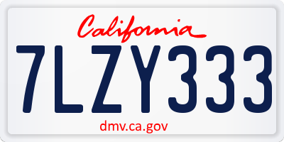 CA license plate 7LZY333