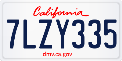 CA license plate 7LZY335